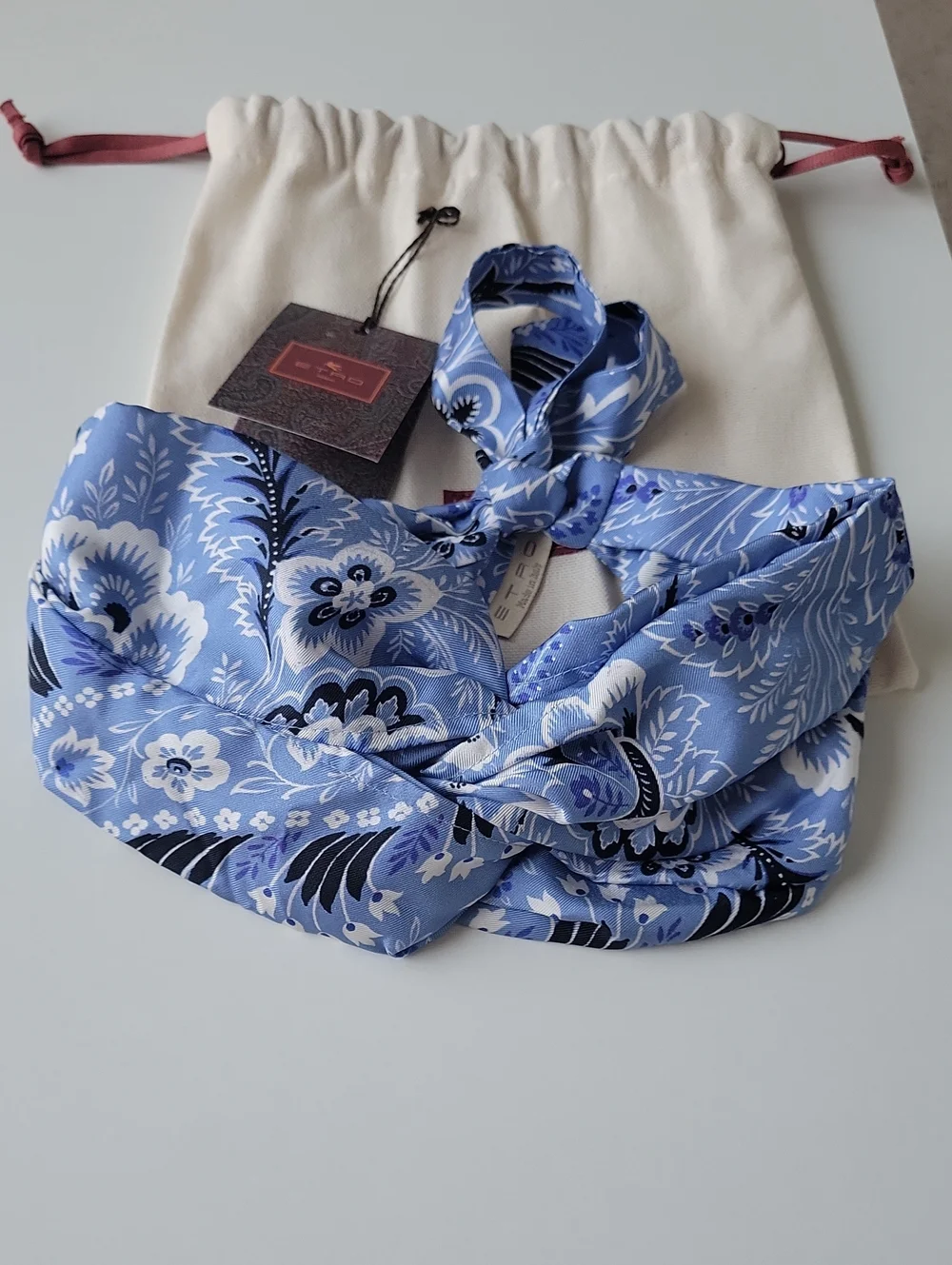 Etro Blue Floral Silk Headband